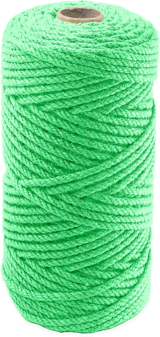 4mm x 200 Feet Light Green Jute Rope, Twine for Gardening Tomato Climbing Plant Tie Floristry Crafts Gift Wrapping Packing Decor
