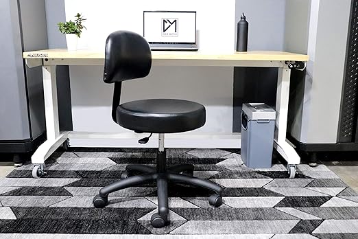 Chair Master Adjustable Chair for Exam Rooms, Labs, Doctor and Dentist Offices. Easy to Clean! 19"-27" Seat Height NO FOOTRING (Medium Desk Height, Black)