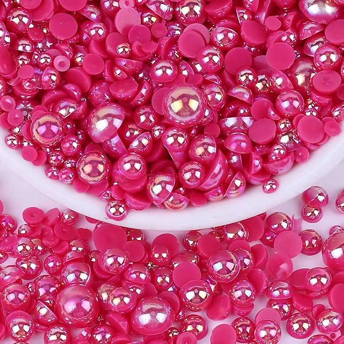2000PCS AB Color Imitation Half Round Pearls Bead Loose Beads Gems, Mixed Sizes by UYTRDVG