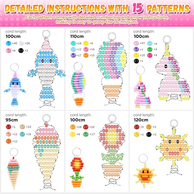 Funtopia Pony Beads Kit for Keychain Making, mini Pony Bead Pets for Kids - Image 2