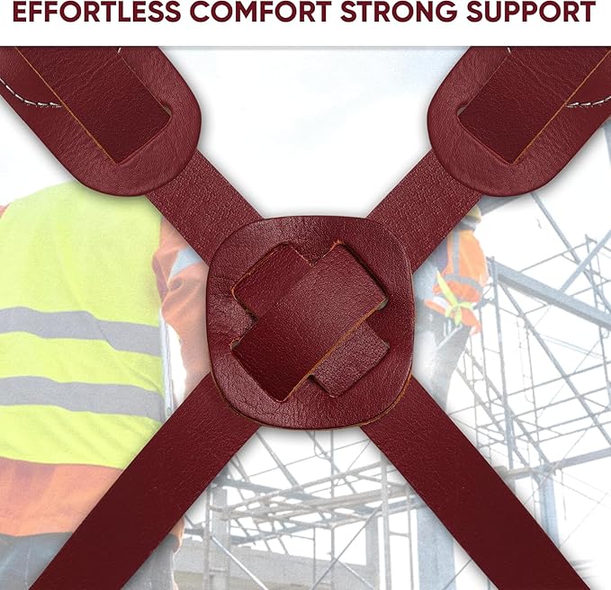 Heavy Duty 19 Pocket Leather Tool Belt with Suspender Multipurpose Pockets Work Organizer Pouch Framing Fat Lip Tool Holder for Carpenter, Construction, Handyman, and Electrician Tool Belt Set