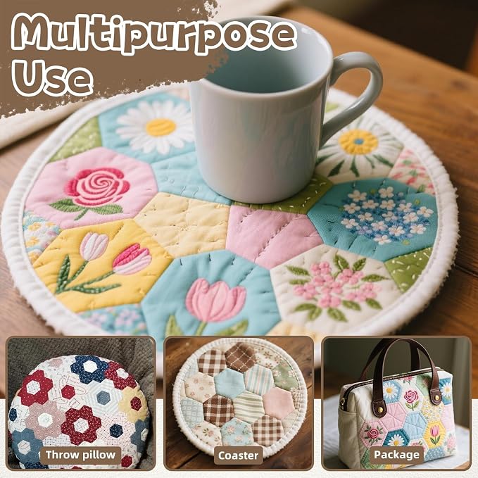 260 PCS Hexagon Piecing Paper Templates, Quilting Templates Accessories - Image 4