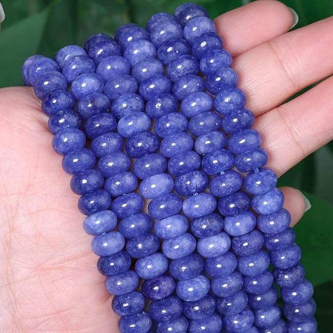 Songxi 5x8mm Natural Dark Blue Stone Rondelle Beads, Gemstone - Image 2