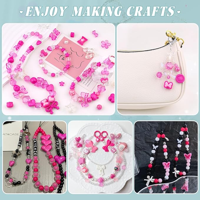200-260PCS TINKRSTUFF Assorted Rose Pink Acrylic Beads - Image 5