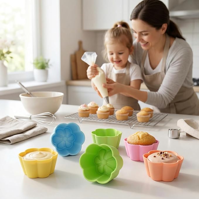 Mini Silicone Muffin Cups, 24 Pack Reusable Cupcake Molds, Round | Nonstick 2 - Image 8