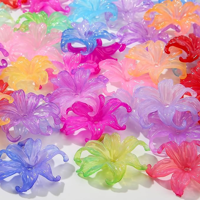 40pcs Flower Shape Beads Color Flower Beads Color Lily Beads by CYEENUT