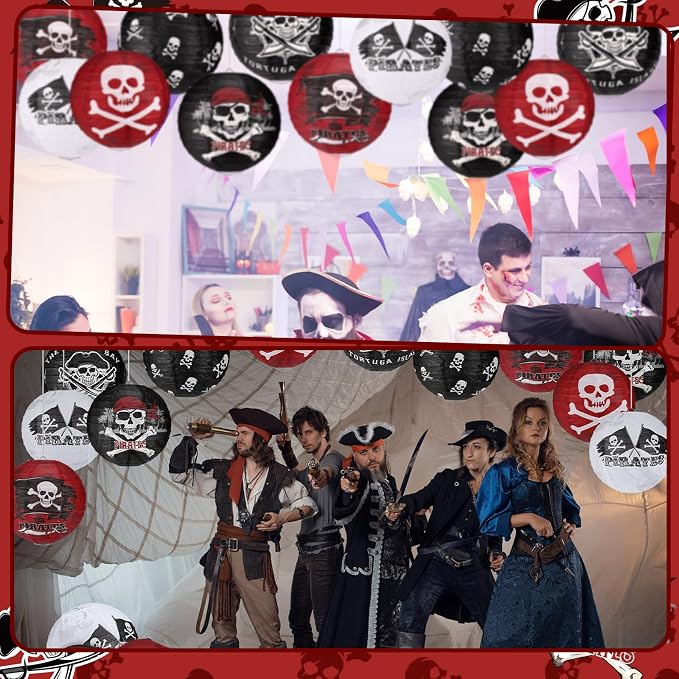 Panelee 12 Pcs Pirate Theme Paper Lanterns Birthday Party Decorations 8 Inch - Image 6