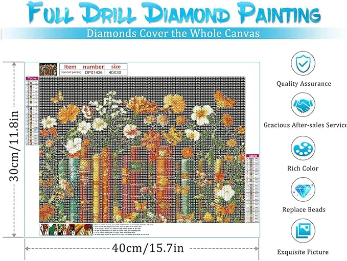 EIBEILI Diamond Art Kits for Adults-Book Flower Diamond Painting Wall Art | - Image 4