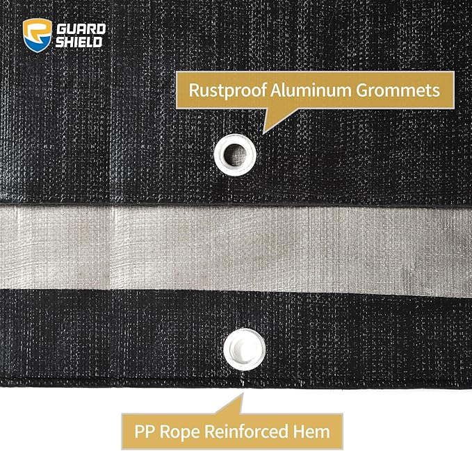 GUARD SHIELD Super Heavy Duty Black/Silver Ploy Tarp Cover 8x10 Feet Waterproof Tarps 16mil Thick UV and Tear Resistant Tarpualin