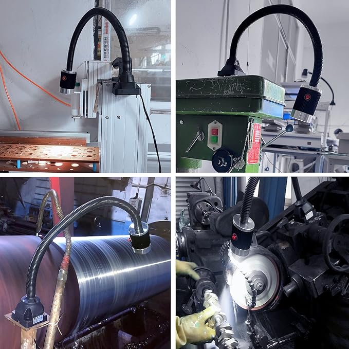 Led Work Light,IP65 Water Proof Flexible Gooseneck Lamp, Led Light gooseneck 900 Lumen for Lathe Milling, Drill Press, Industrial Lighting