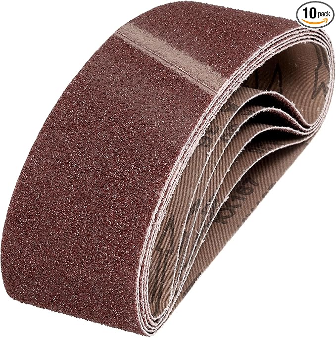 HARFINGTON 3 x 18 Inch Sanding Belts, 10 Pcs 36 Grits Aluminum Oxide Belt Sander Abrasive File Belt for Woodworking, Metal Polishing, Knife Sharpener