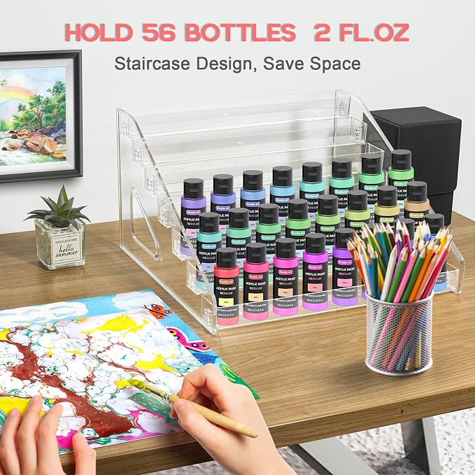 Vowcarol Clear Paint Organizer, Miniature Paint Holder 7 Layers Paint Storage - Image 5