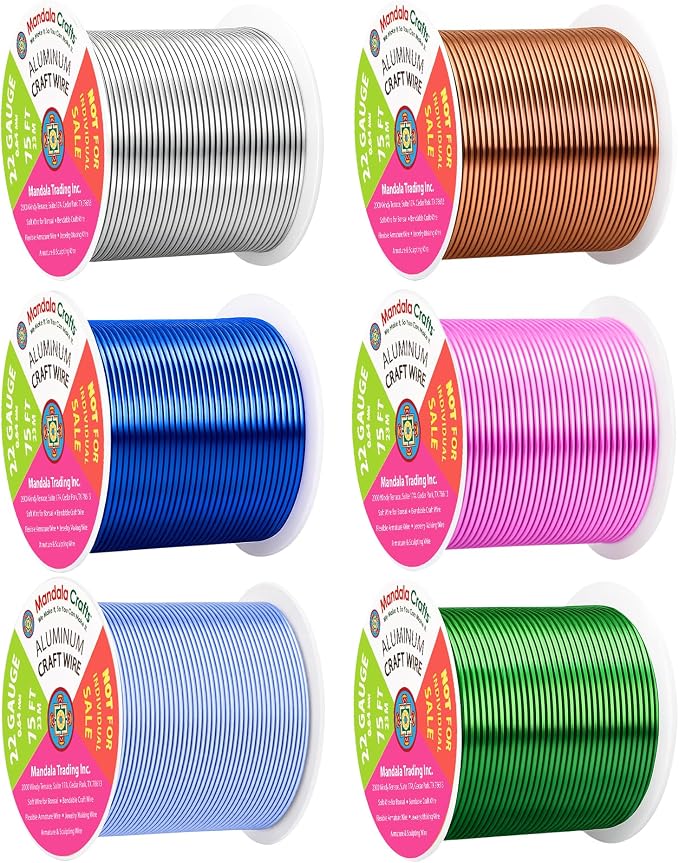 Mandala Crafts 22 GA Pink Green Blue Assorted Anodized Aluminum Craft Wire | by MandalaCrafts