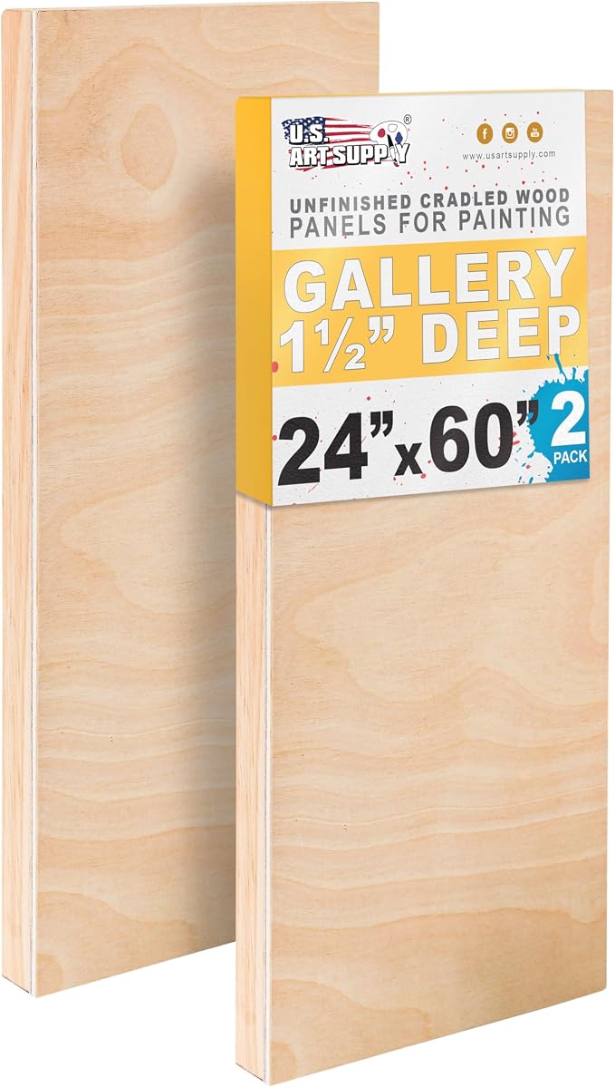 U.S. Art Supply 24" x 60" Unfinished Cradled Wood Panels by USArtSupply
