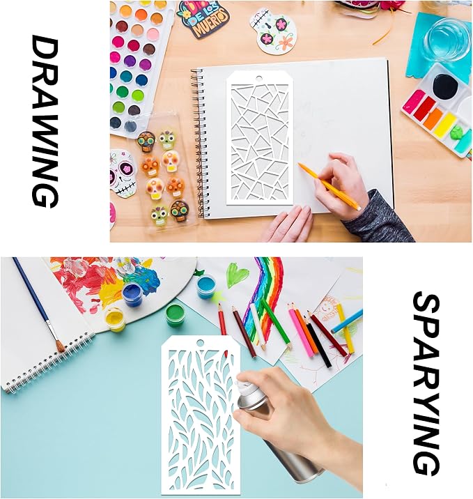 14 Pieces for Crafts Stencils Texture Stencils for Painting Reusable Art Deco - Image 5