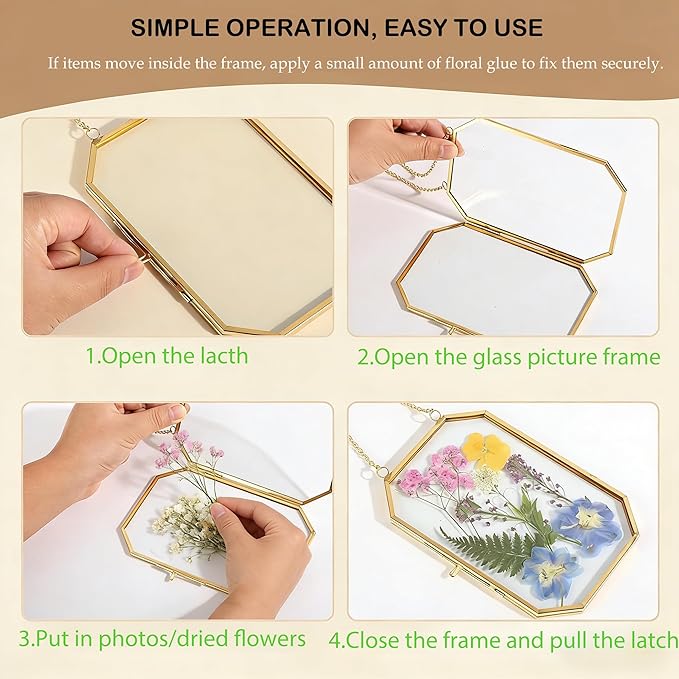 Pressed Flower Frames, Wall Hanging Double Glass Picture Frames - Image 6