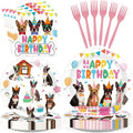 96 Pcs Boston Terrier Birthday Party Decoration Dog Puppy Theme Plates and by Greencian