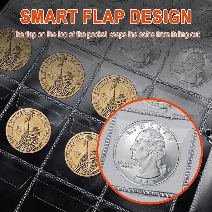 Fireproof Coin Collection Book for Collectors, 400 Pockets Coin Collecting - Image 5