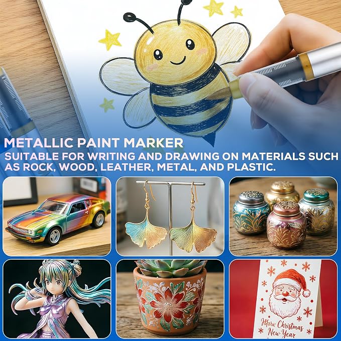 Metallic Acrylic Paint Markers, Fabric Paint, DIY Crafts - Image 3