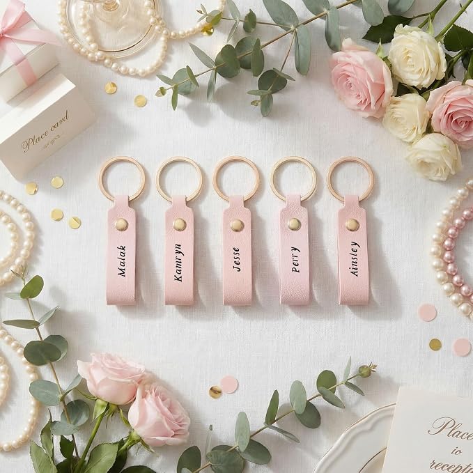 Wavyknot 50 Pcs PU Leather Keychain Blanks Bulk Laser Engraving Blanks Keychain - Image 7