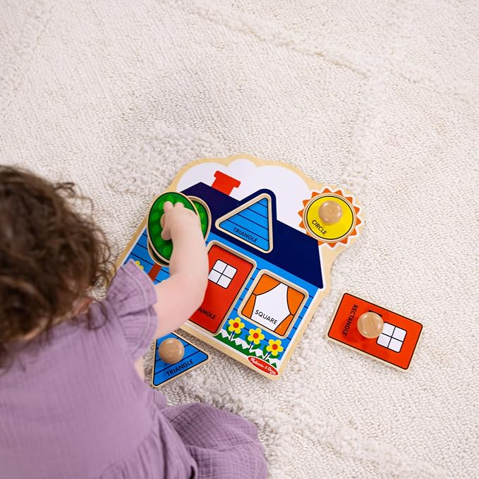Melissa & Doug First Shapes Jumbo Knob Puzzle, Wooden Peg Puzzle - Image 8