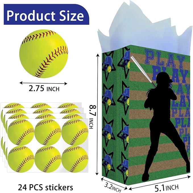 24 Softball Party Favor Bags - Image 3
