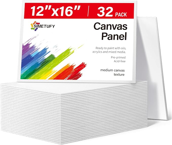 Simetufy 32 Pack 12x16 inch Large Flat Canvas Boards by Simetufy