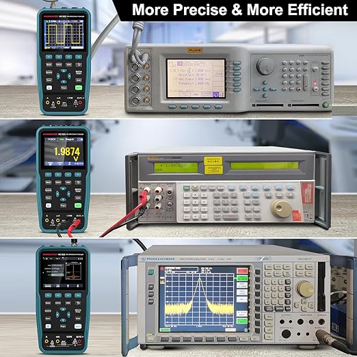 HANMATEK 3 in 1 Handheld Oscilloscope Multimeter 100Mhz Waveform Generator Oscilloscope with 2 Channels 3.5"TFT, HO102S Professional oscilloscope Multimeter with Memory Function