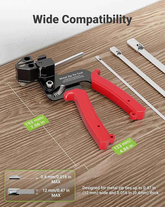 Metal Zip Tie Tool, Heavy Duty Zip Tie Cutter, Fasten and Cut Stainless Steel Cable Ties, for Outdoor Chain Link Fence Ties, Exhaust Pipe and Cables