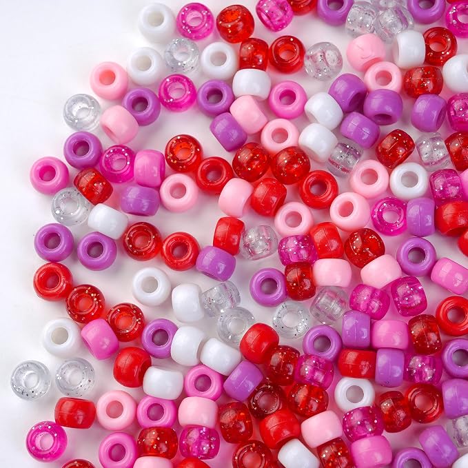 1000PCS 6x9mm Valentine's Day Red Theme Pony Beads Bulk, Kandi Beads - Image 9