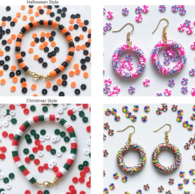 YMSDZHL 7100+PCS Clay Beads Bracelet Making Kit, 48 Color DIY Flat Preppy Beads - Image 7
