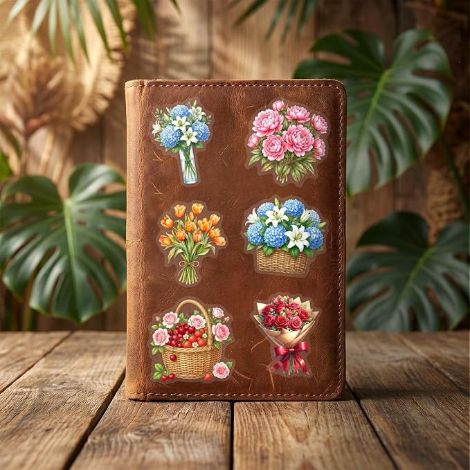 50Pcs Transparent Aesthetic Flowers Stickers - Image 7