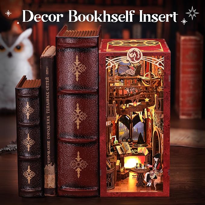 Fsolis Book Nook Kit, 3D Wooden Puzzle - Image 4