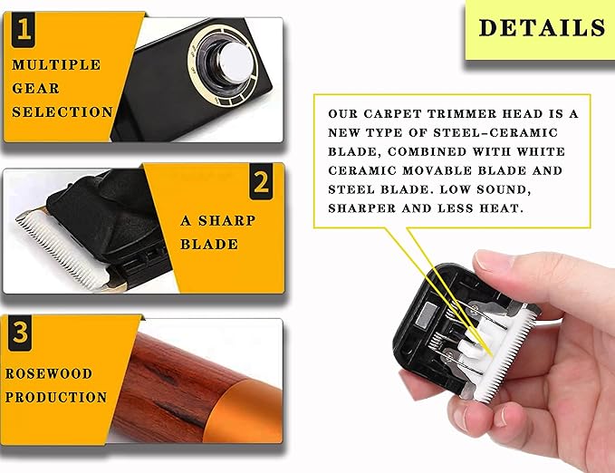 Carpet Trimmer with Shearing Guide, Electric Speed Adjustable Rug Tufting Carver Clippers, Electric Rug Shears Carpet Carving Tool for Handmade Rug Clean and Tufted Rug(with Stand Base and 2 Blades)