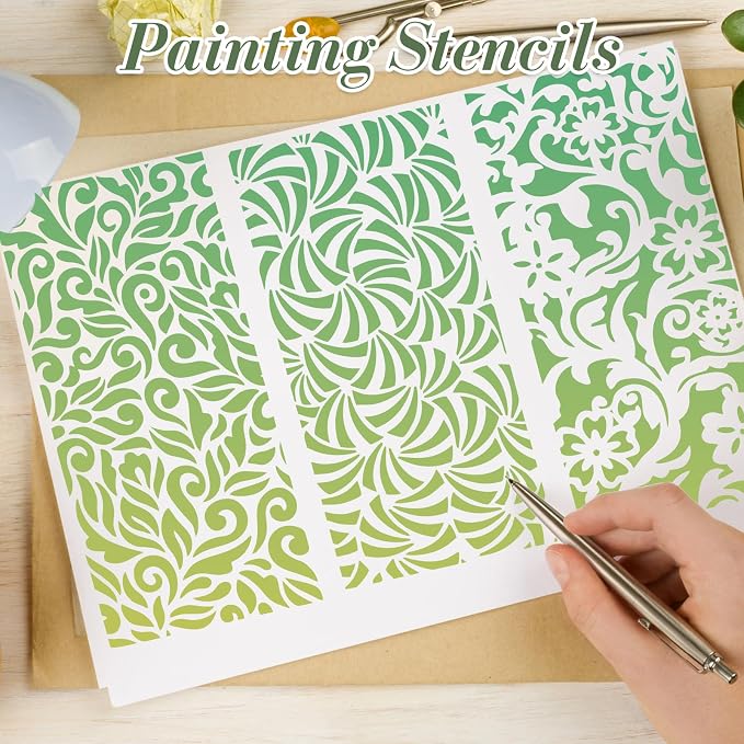 Geometric Texture Stencils for Crafts Reusable 16Pcs Stencils | DIY Art - Image 6