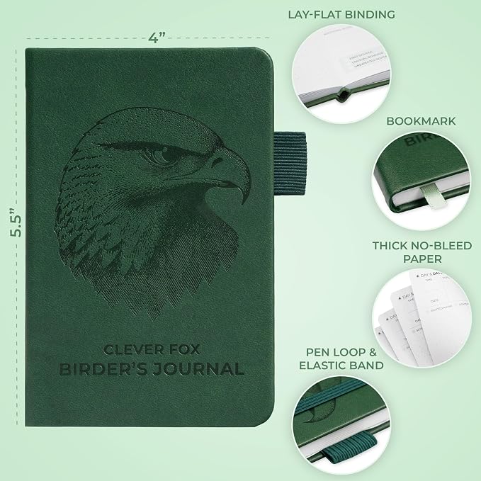 Clever Fox Birder's Journal Pocket – Bird Watcher Log Book & Nature Journal - Image 2