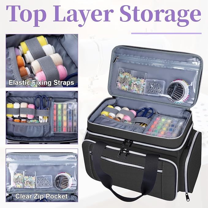 Anitor Large Sewing Supplies Organizer, Double Layer Sewing Storage Organizer - Image 4