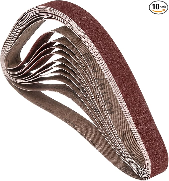 10 Pcs Sanding Belts 1-1/8 x 21 Inch 150 Grit Aluminum Oxide Abrasive Sandpaper for Belt Sander Metal Grinding Wood Working Weld Rust Removal