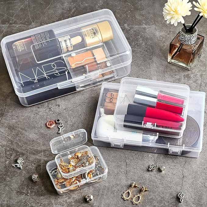 28 Pack Mixed Sizes Rectangular Mini Plastic Containers Clear Plastic Storage - Image 6