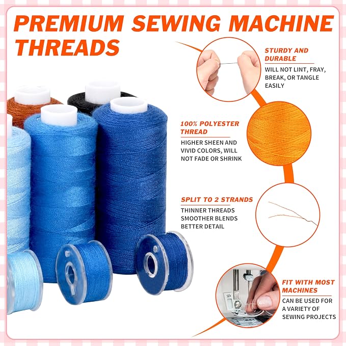 140 Pcs Sewing Thread Kit, 36 Assorted Colors Machine Threads - Image 3