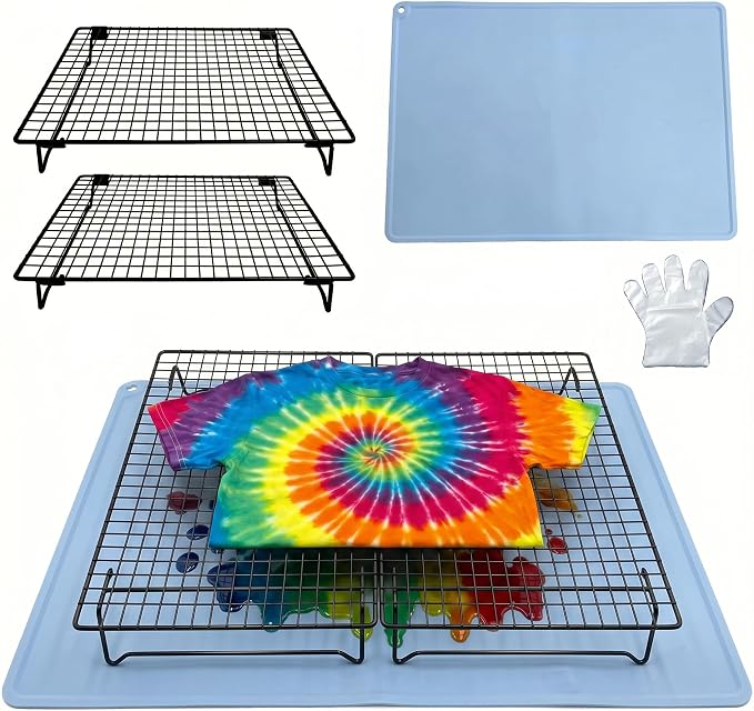 Tie Dye Kit with 2 Adjustable Folding Racks, Non-Slip Silicone Pad & 100 by ZZOFSWORMCOMPOSTERMOREWORM
