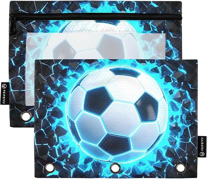 3D Soccer Football Blue Pencil Pouch by BOENLE-WELCOMEYOURCOMING