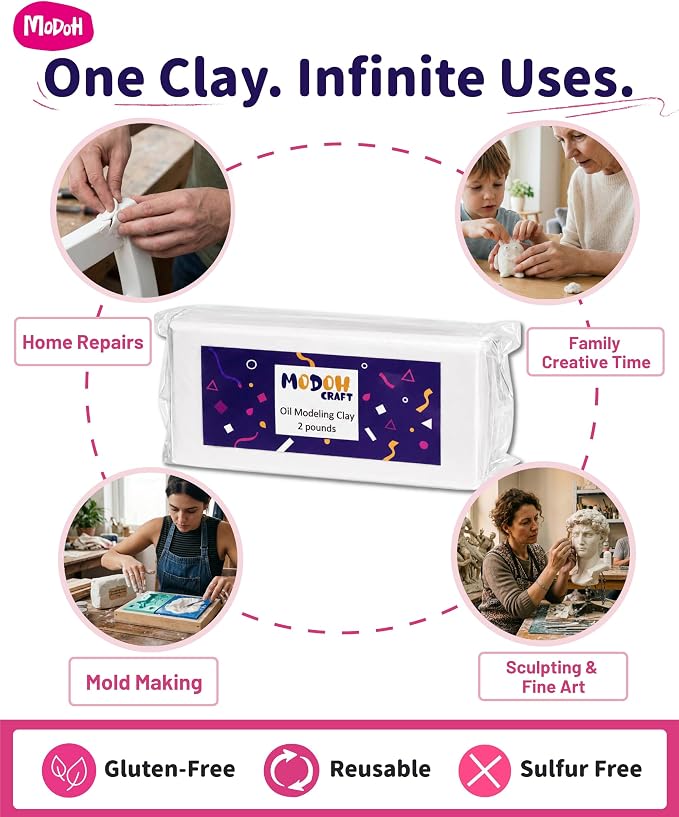 Plasticine Oil Based Modeling Clay, Non Hardening Reusable Clay, Non Toxic - Image 7
