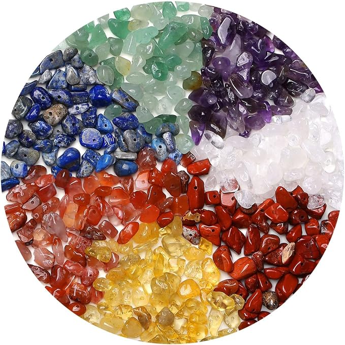 LAIDANLA 7 Chakra 400pcs Natural Chip Stone Beads 5-8mm Healing Crystal by LAIDANLA