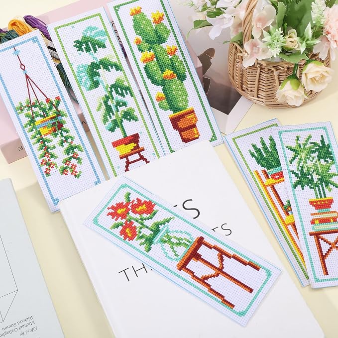 ORIGACH 6 Set Green Plants Cross Stitch Bookmark Kit - Image 6