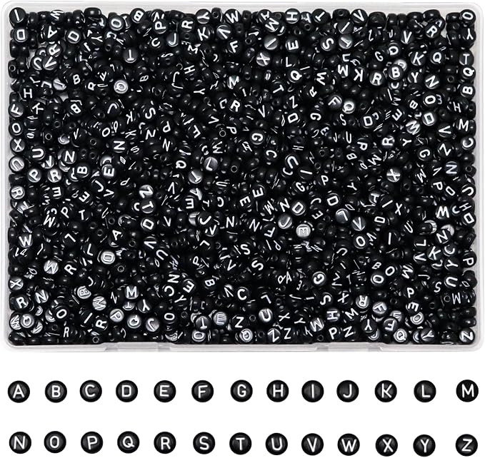 YMSDZHL Alphabet Beads A-Z 1300Pcs Letter Beads, Acrylic 4x7mm Round Letter - Image 4