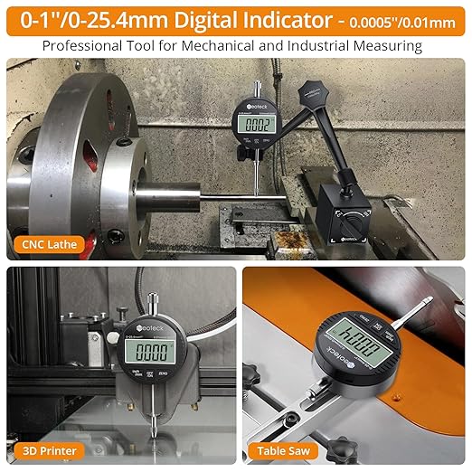 Neoteck Electronic Digital Dial Indicator Gage Gauge 0-1 Inch/25.4 mm Inch/Metric Conversion Auto Off Featured Measuring Tool for 3D Printer Leveling, etc. - Black