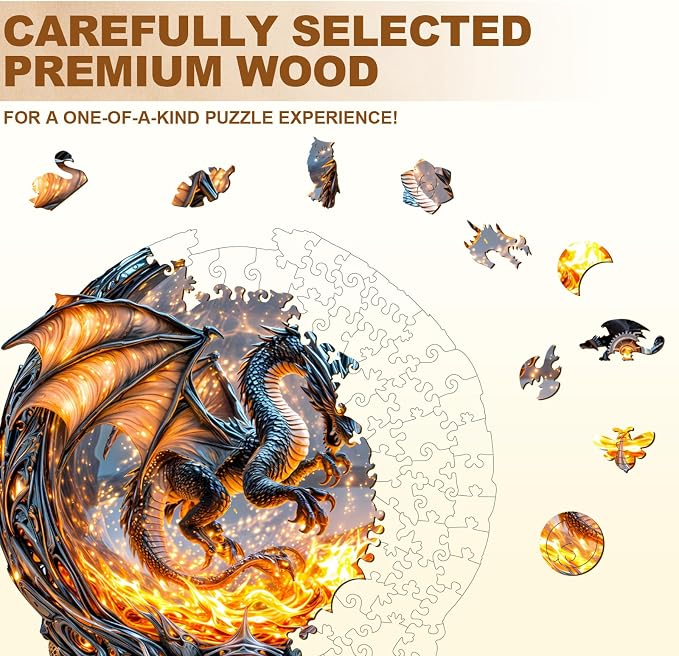 Magic Ball Fire Dragon Puzzles Adults Gifts Wooden 245 Pieces 13.4 * 12.3in - Image 3