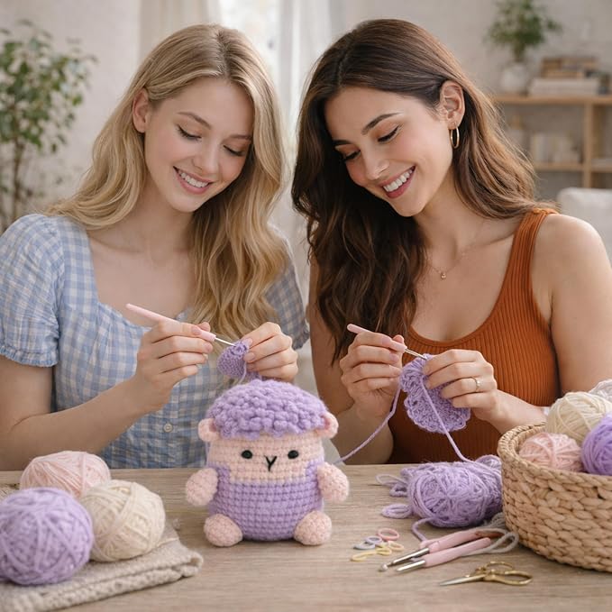 HOUSE CREATIVITY Crochet Kit for Beginners, Make a Fluffy Sheep, Amigurumi - Image 6