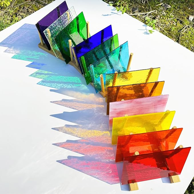 ILLUCKAI 12 Sheets Transparent Stained Glass Sheet Rainbow Colors, 6 x 4 inch - Image 4